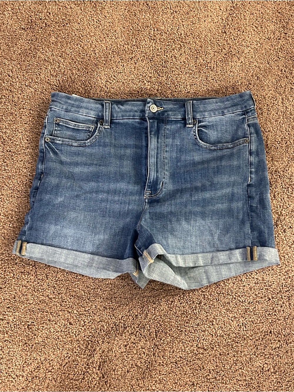 American Eagle Outfitters Blue Rolled-Cuff Denim Shorts